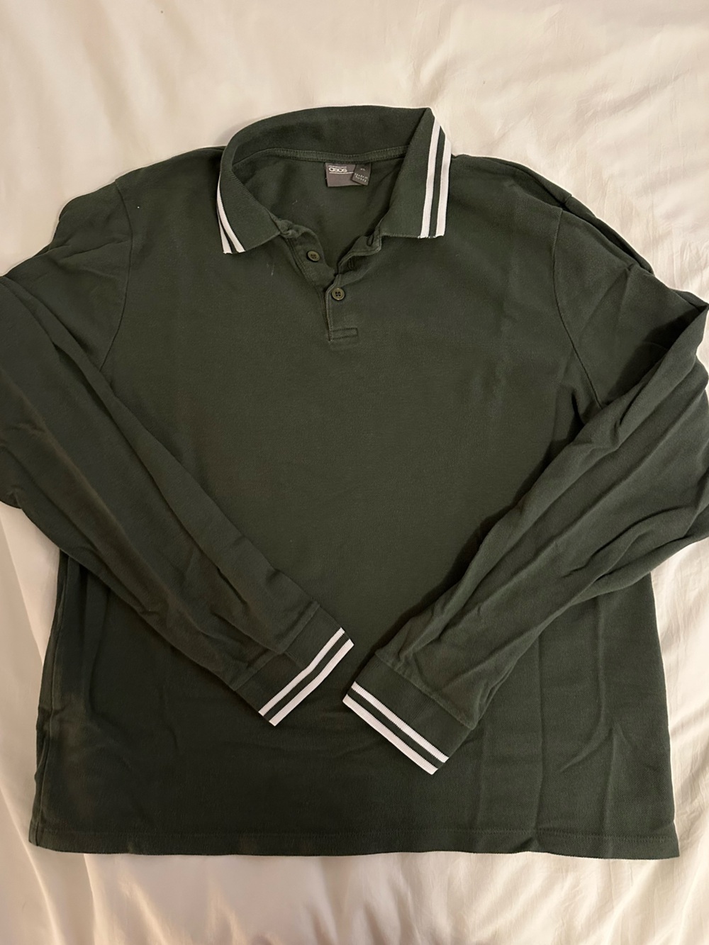 ASOS Dark Green Long-Sleeve Polo Shirt
